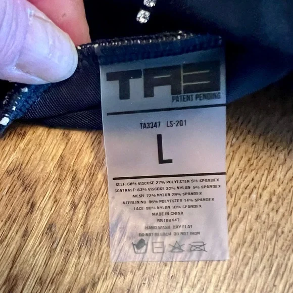 TA3 Lushy Rhinestone and Lace Mini Dress, Size L - Picture 7 of 7